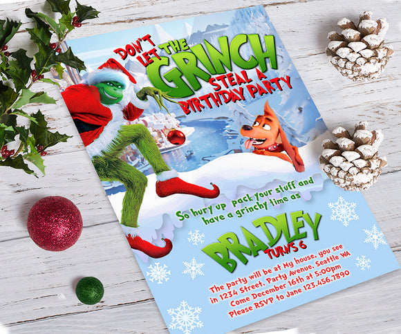 Dr. Seuss's The Grinch Birthday Party Invitation – Jolly Owl Designs
