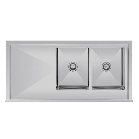 Vogue Double Bowl Sink R/H Drainer - 1800mm 90mm Drain - HC907