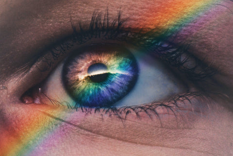 eye with rainbow in front of it