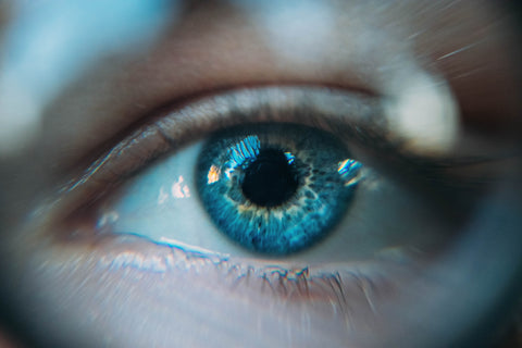 close up of healthy blue eye