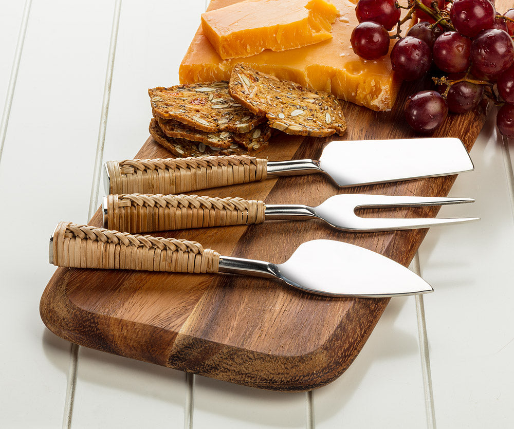 Rattan Handle Cheese Knife Set