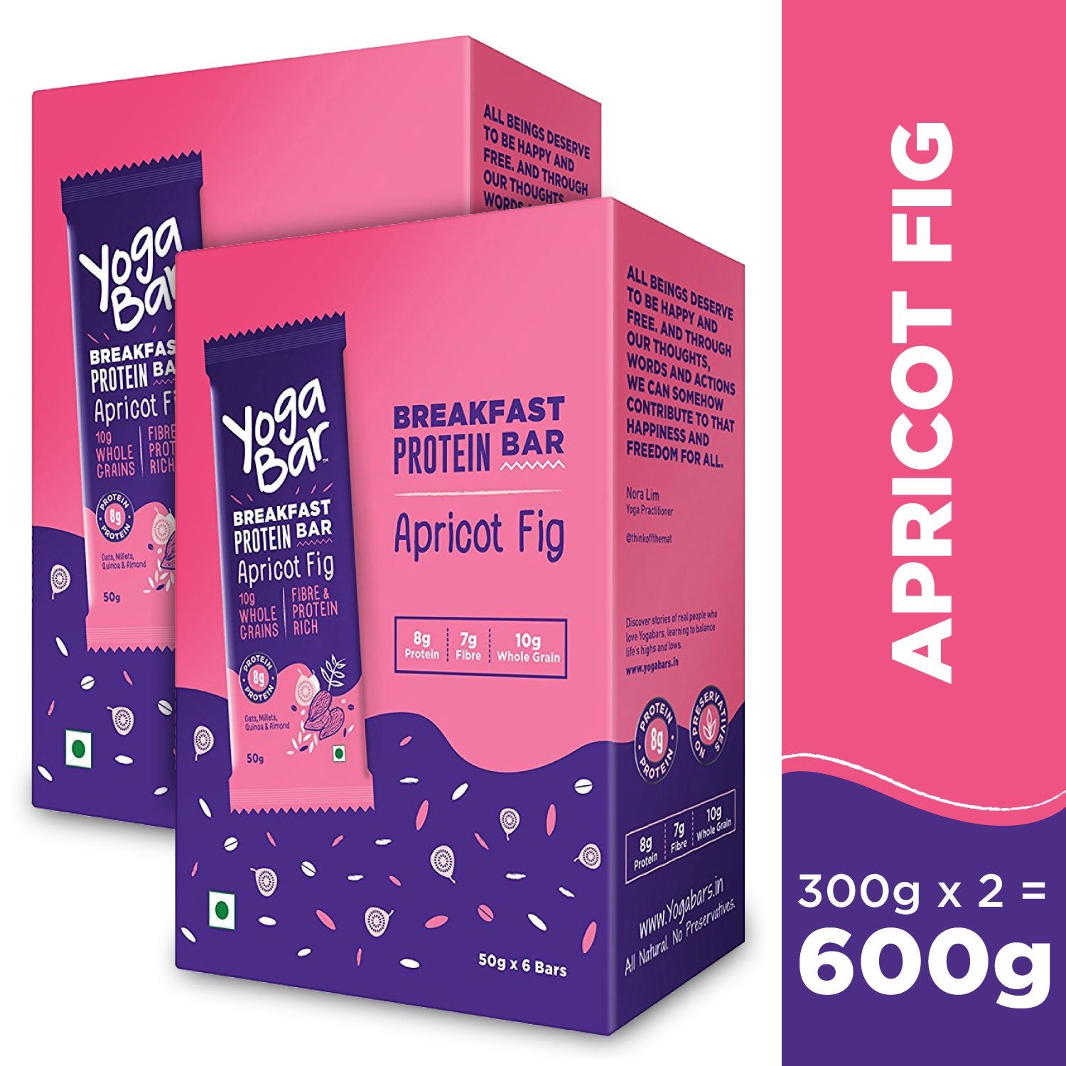 Yogabar Breakfast Protein Apricot and Fig Bars (300gm, 6 x 50 g) (Pa