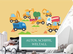 Wandaufkleber kinderzimmer auto baustelle schiff weltall bei wolga-kreativ