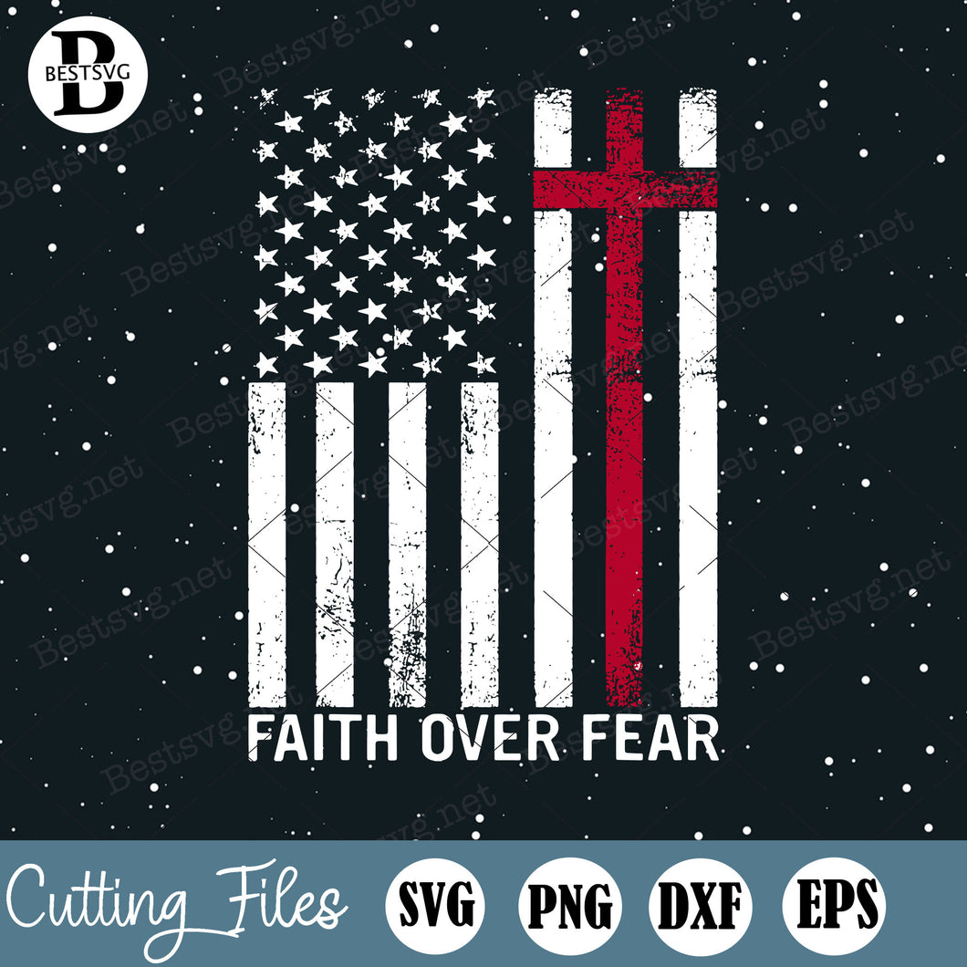 Download Vintage Faith Over Fears Cool Christian Cross American Us Flag Svg Bestsvg1