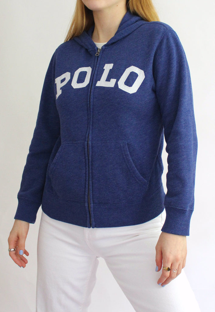 blue polo zip up hoodie