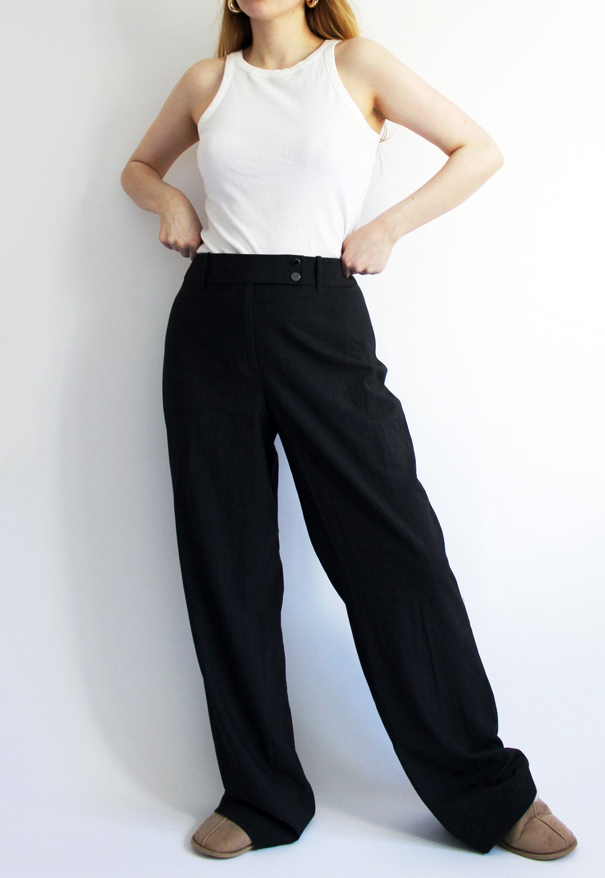 Y2K Grey Calvin Klein Curvy Fit Workwear Suit Trousers – Eves Vintage