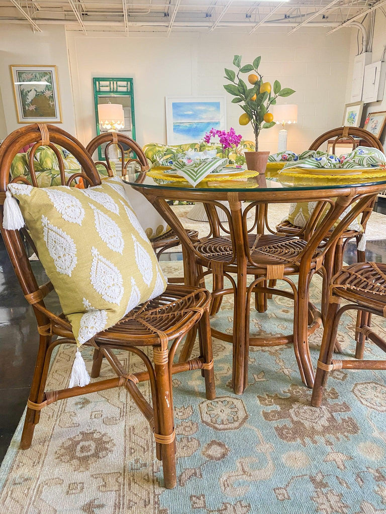 antique rattan dining chairs