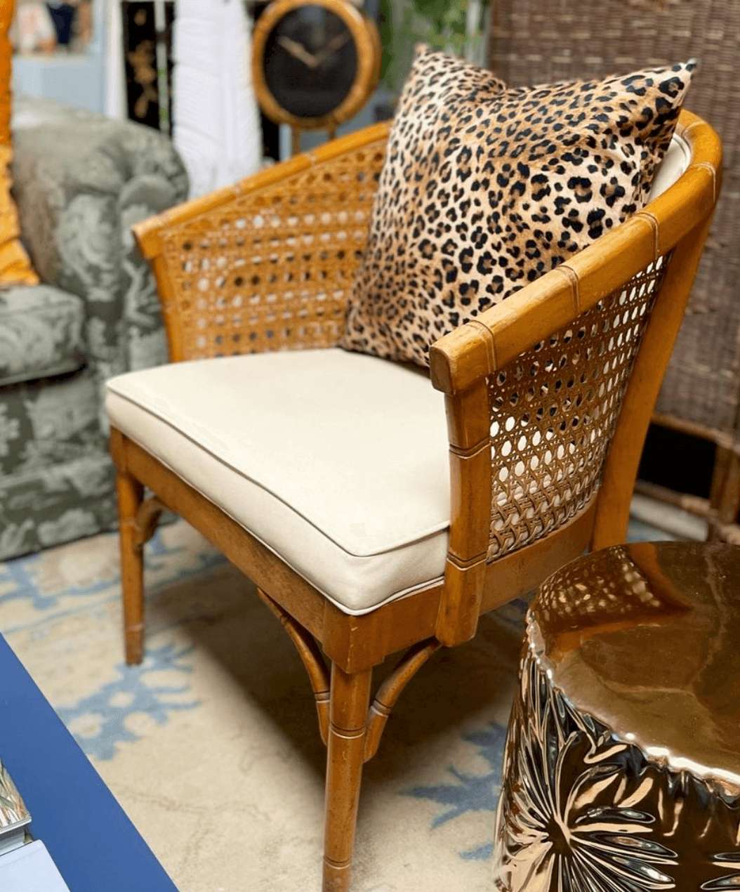 vintage wood upholstered chair