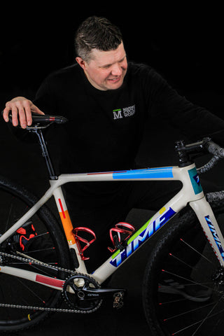 Paul Vousden with custom built TIME bike made for a Mapdec customer