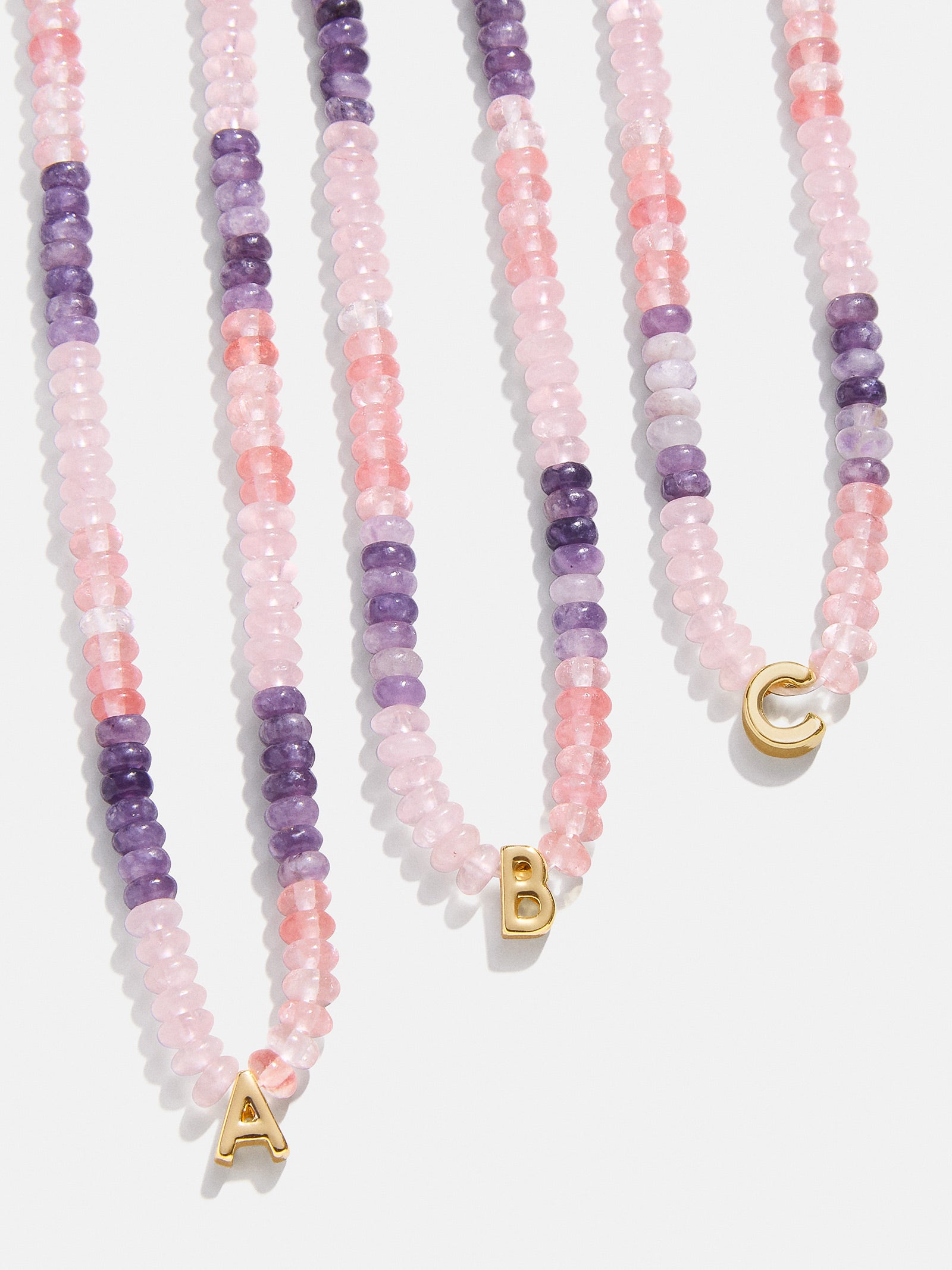 Semi-Precious Beaded Initial Necklace - Pink Ombre - BaubleBar product image