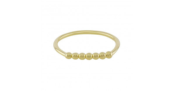 18K Yellow Gold Plated Silver Ring in Bead Design