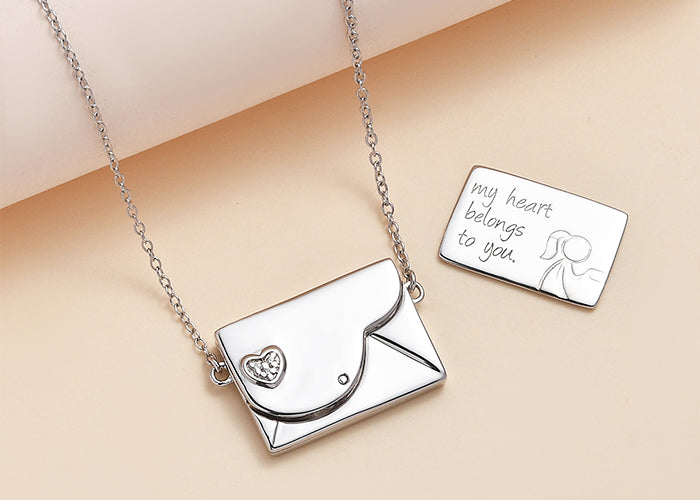 "My Hearts Belongs To You" Secret Letter Necklace In Pure Silver