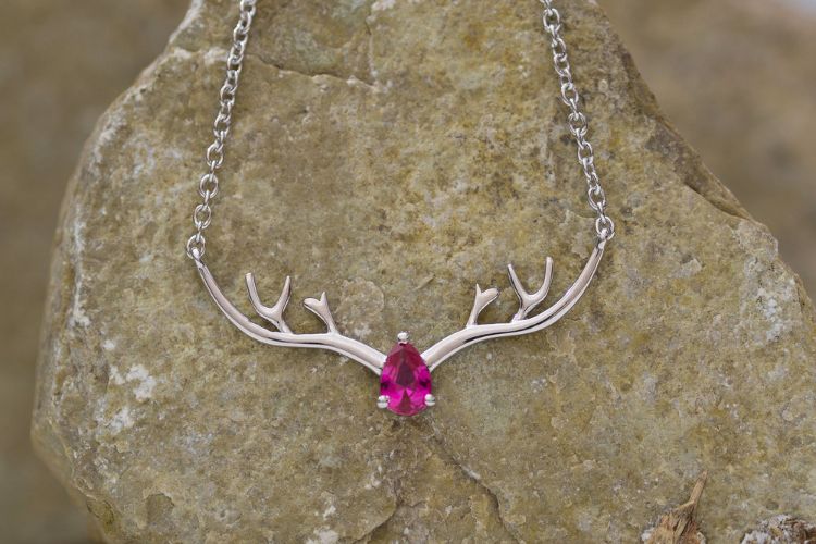 Ornate Jewels Pure 925 Red Reindeer Pendant with Chain For Women