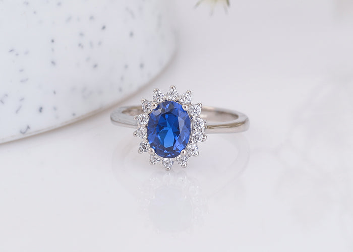 Blue Sapphire Silver Ring for Women