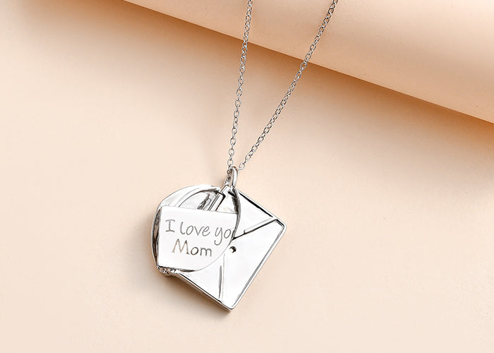I Love You Mom Unique Envelope Locket - Secret Letter Necklace In 925 Sterling Silver