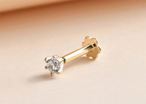 Natural Diamond gold nose pin for women