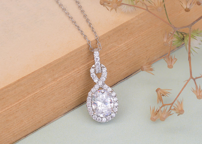 Silver American Diamond necklace by Ornatejewels