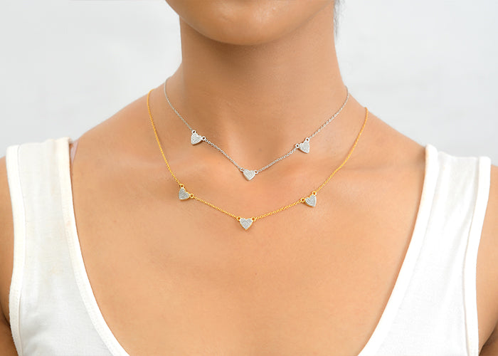 Heart Necklace for women in silver and gold plated