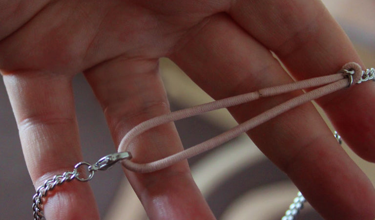 Necklace extension using Rubber band