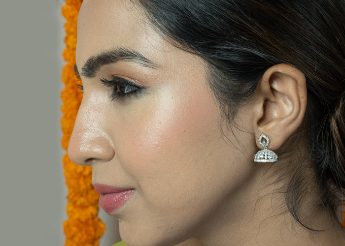 silver jhumka for festive look