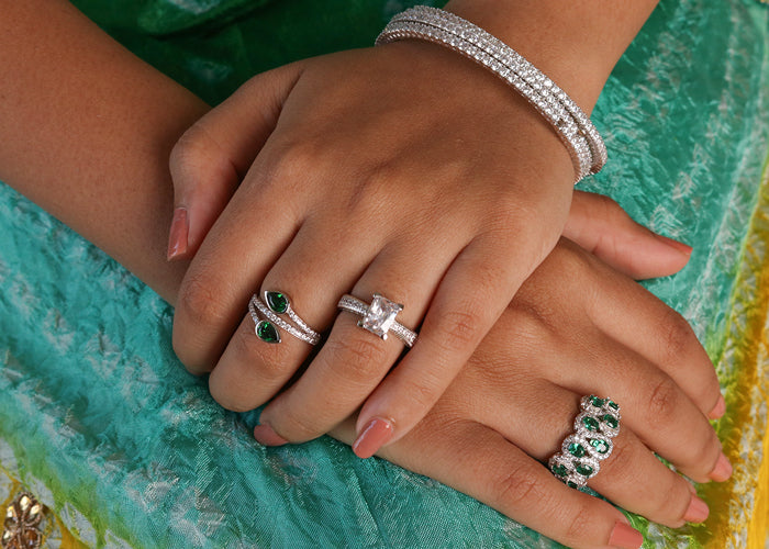 Silver bangles & silver rings for women
