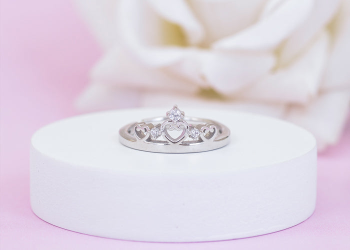 Crown Tiara Adjustable Silver Ring For Women