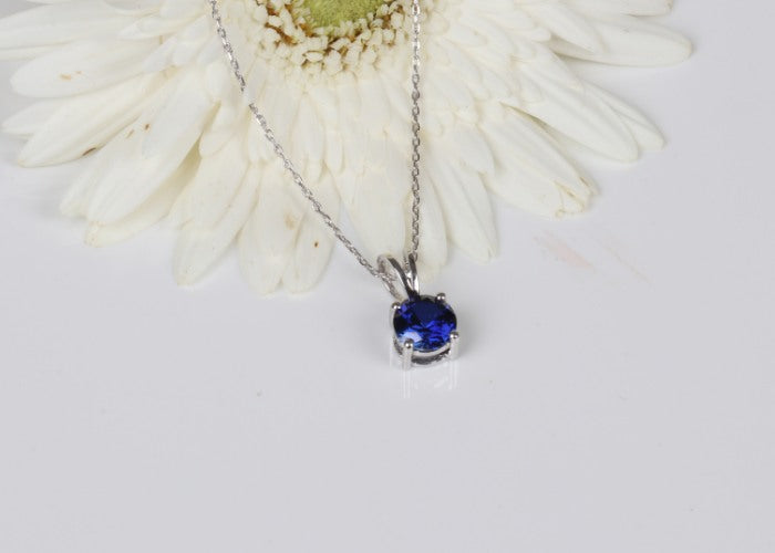 Pure silver sapphire necklace for women and girls online.  Budget rakhi gift for sisters with 1 day delivery