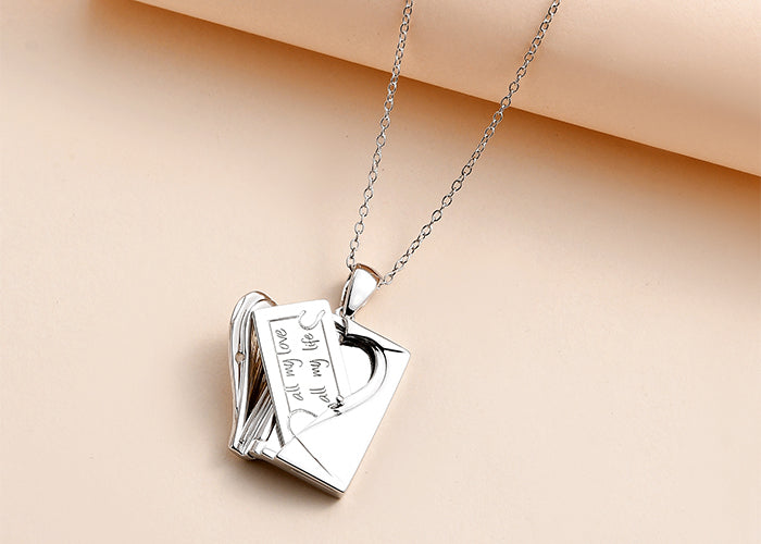 Love Letter Envelope Locket Necklace In 925 Sterling Silver