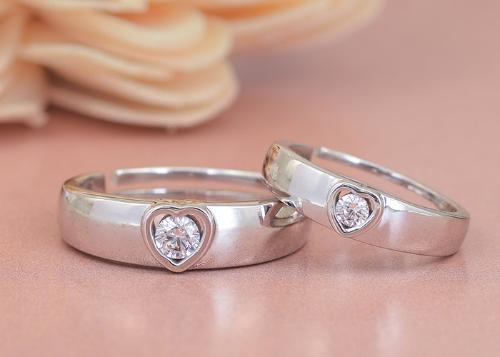 American diamond adjustable couple ring