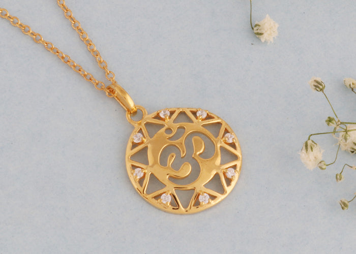 Gold Plated 925 Silver Om Necklace