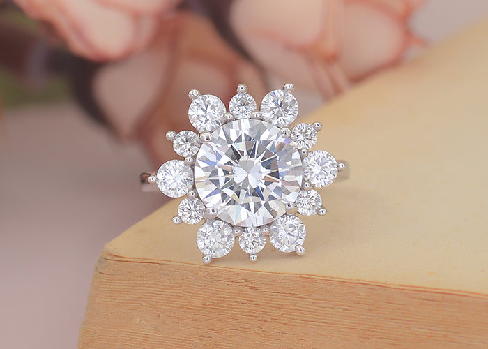 3.5 Carat American Diamond flowery ring