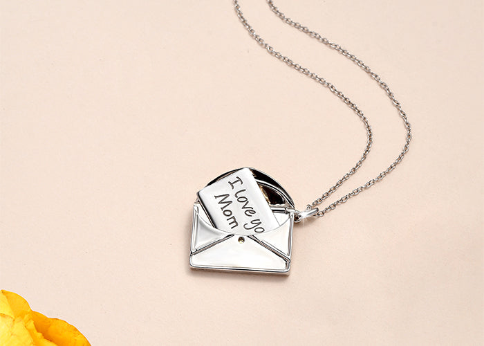 I love You mom Unique Envelope Locket - Secret Letter Necklace in 925 Sterling Silver
