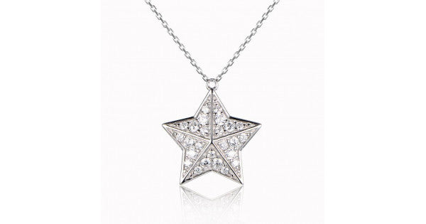 925 Sterling Silver Star American Diamond Pendant with chain