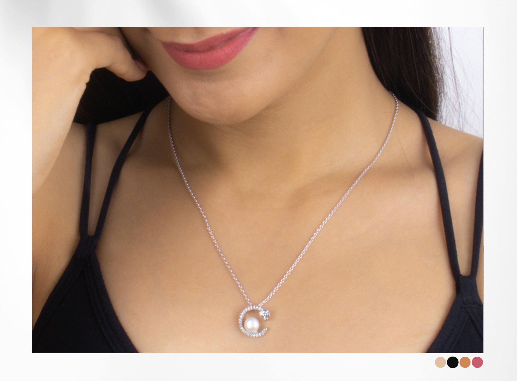 pearl pendant on silver chain for women 