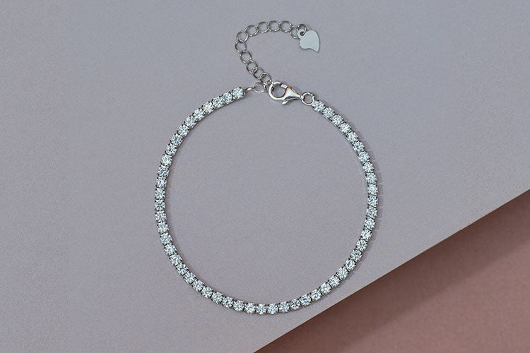 Pure 925 Silver Bracelet with American Diamonds: