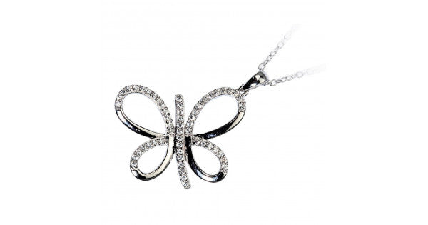 Pure Silver American Diamond Butterfly Pendant
