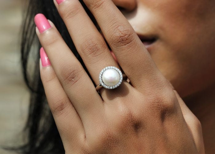 Party wear pearl ring jewelry for girls