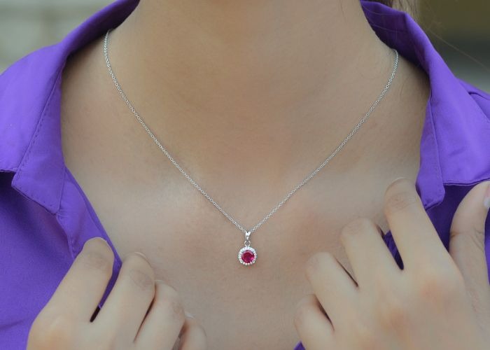 Ruby necklaces for women. Pure 925 silver jewelry online