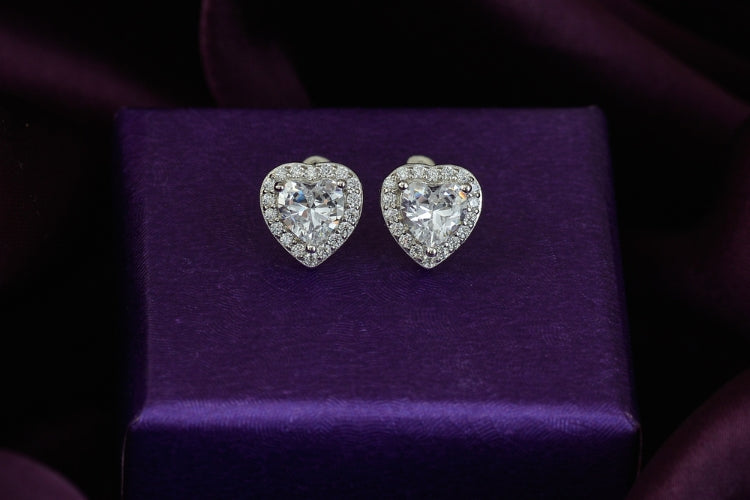 Pure 925 Silver heart shaped earrings