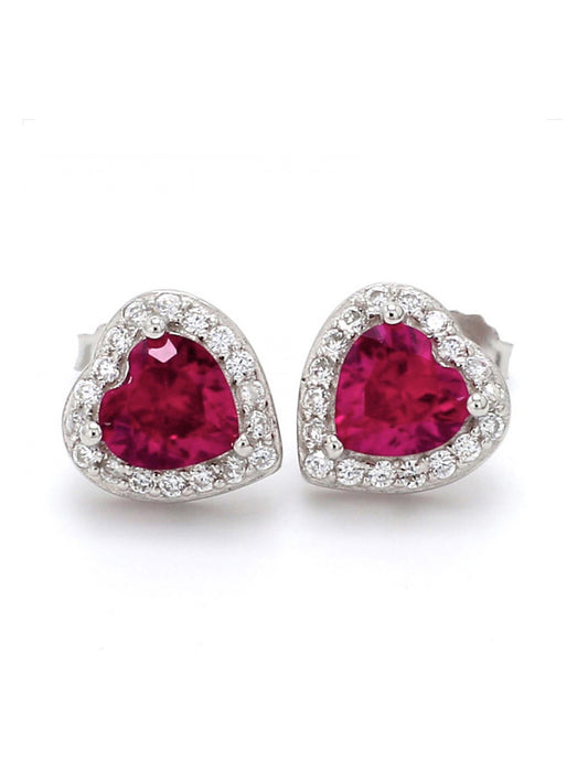 Ruby 925 Sterling Silver Nickel-Free Statement Earrings Round Cut July —  Discovered