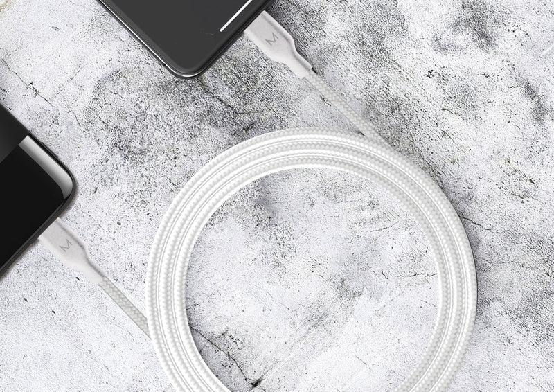 Cord | 1.5m USB-A to Lightning Nylon Cable - Swann White
