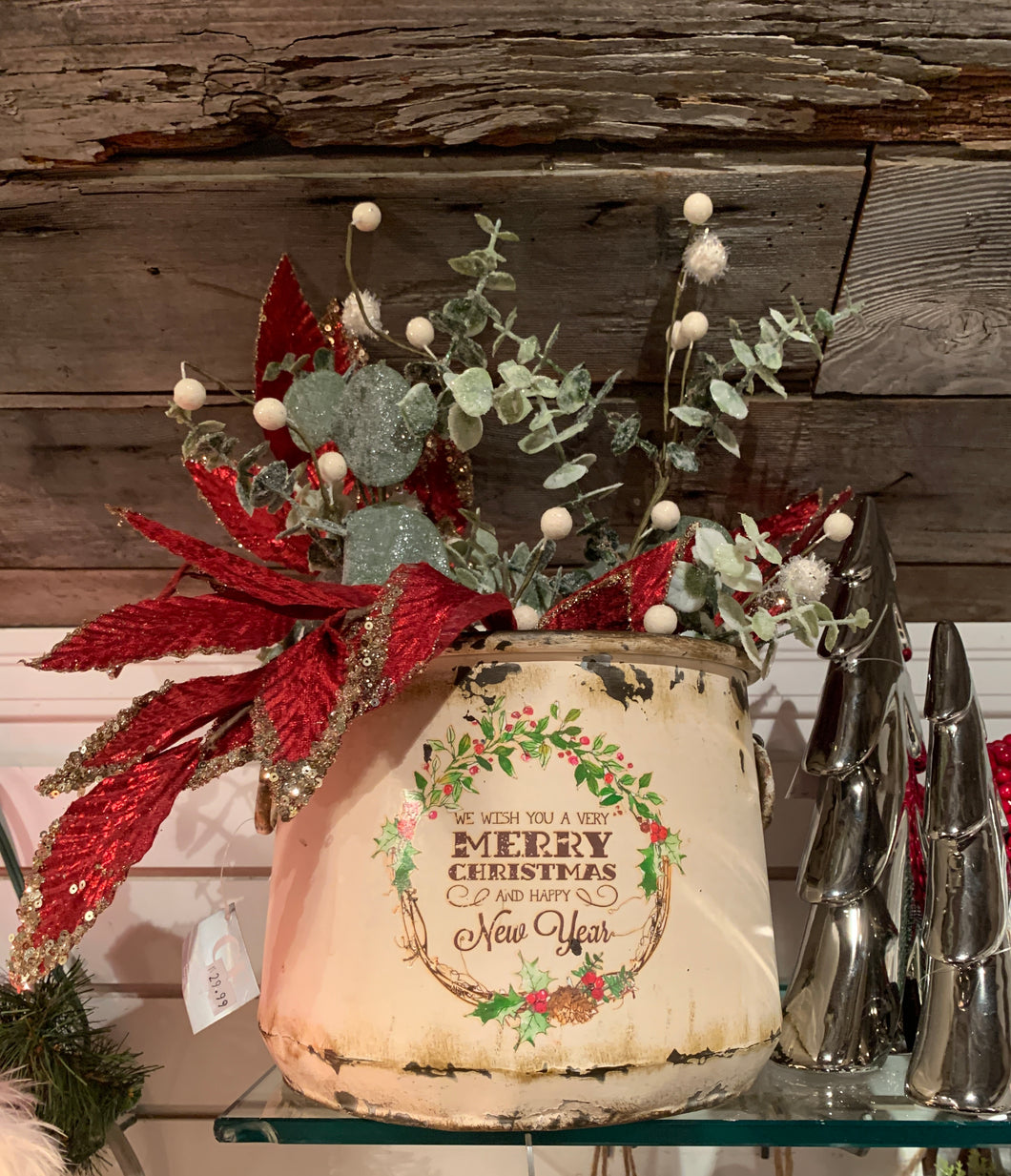 Rustic Merry Christmas Pots - 2 sizes