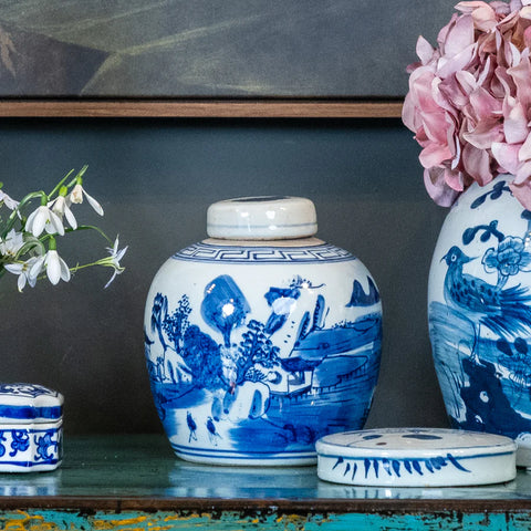 blue and white chinese mini ginger jar