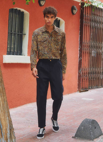 ✓ Boho Style High Waist Khaki Cotton Pants for Men  Sustanaible  Fashion【Wynwood Tribe】 – wynwoodtribe