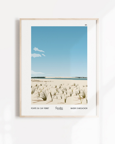 Affiche de la plage du Canon, Bassin d'Arcachon, cadeau original