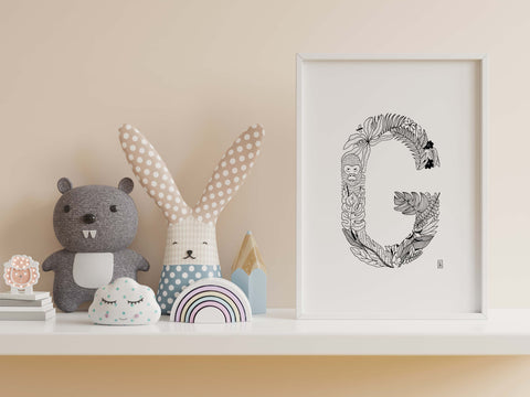 Affiche Lettre de l'alphabet, A à Z, idée cadeau naissance