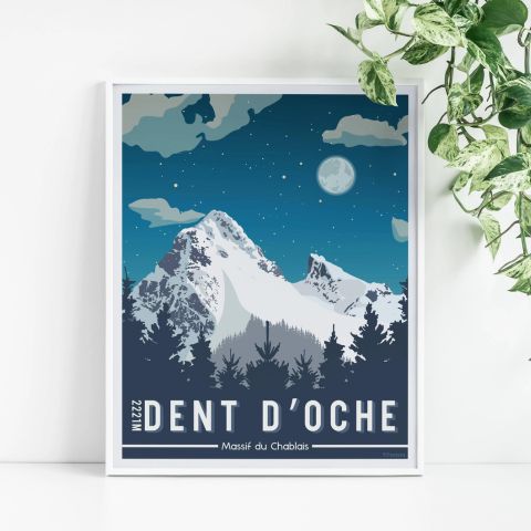 Affiche Dent d'Oche, Savoie, idée déco souvenir