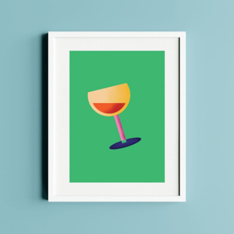 Affiche verre de vin, décoration contemporaine abstrait
