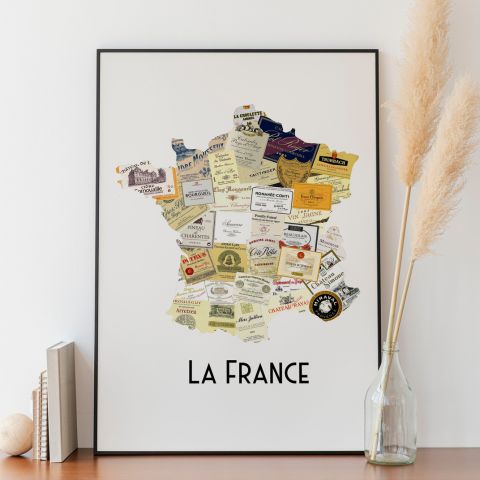Affiche des vins de France, cadeau crémaillère