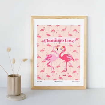 Affiche Flamingo Love, décoration chambre bébé fille